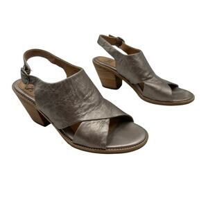 Sofft Mendi women's Pewter Metallic Sandals chunky heels - SIZE 9.5
